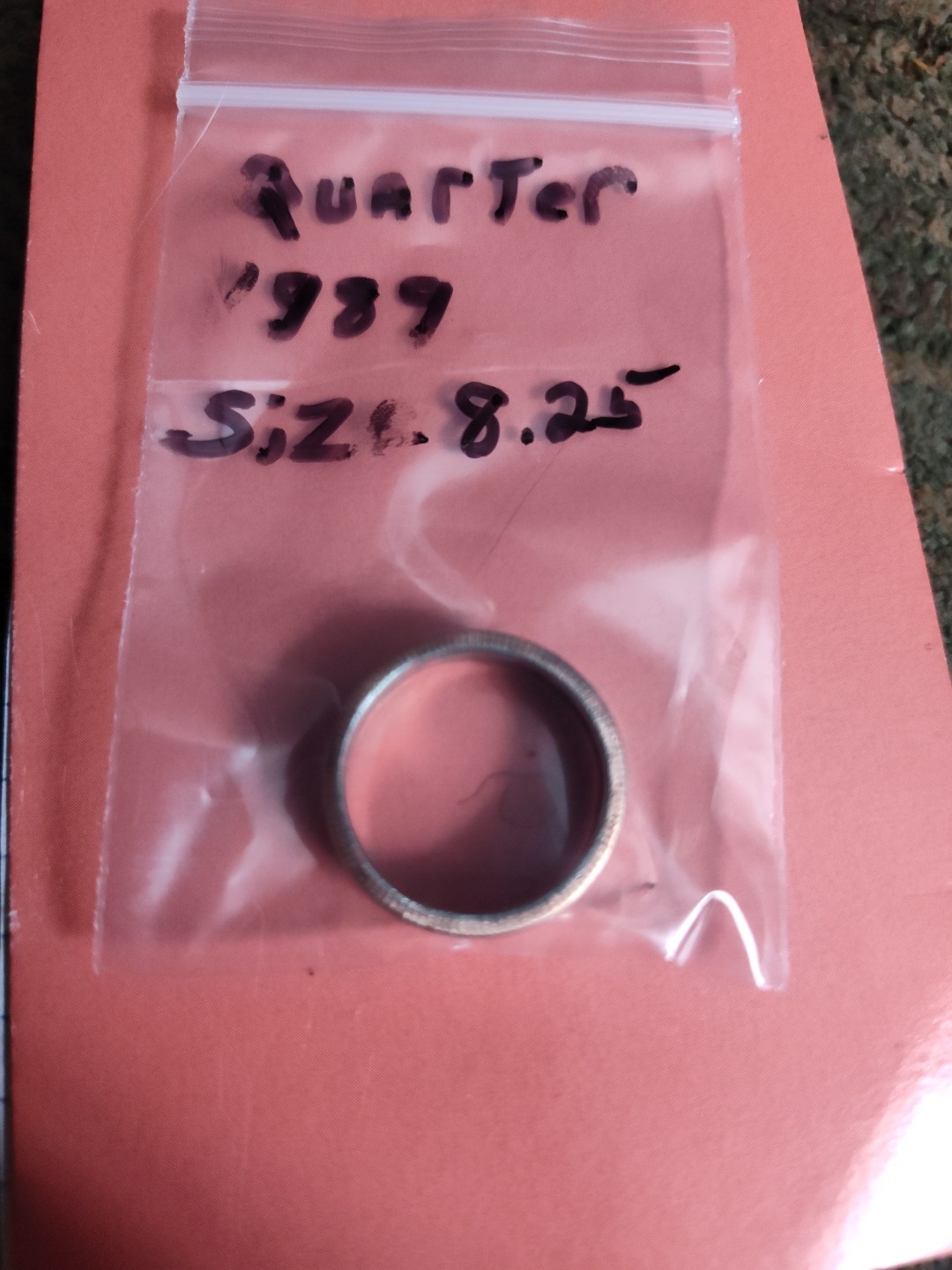 Genuine Handcrafted By Me , 1989 United States Quarter Coin Ring, Size 8.25 ....