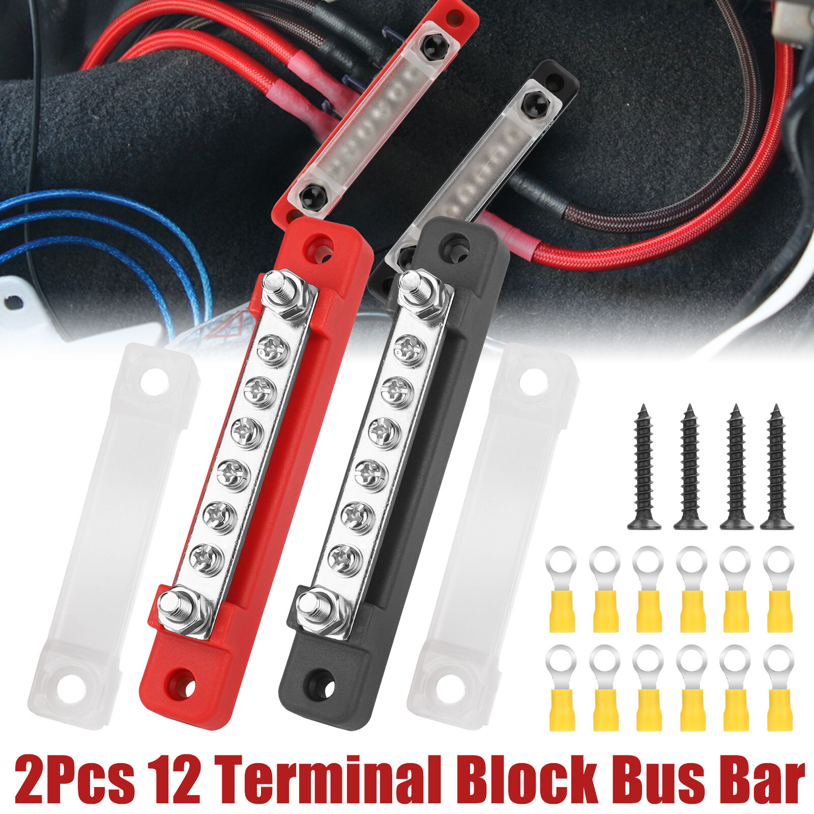 6 Way Bus Bar Power Distribution Terminal 150A Screws Battery Block for Car Boat