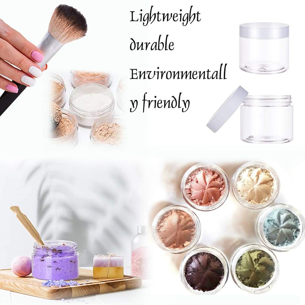 20 PCS 2oz Plastic Empty Jars with LidsWhite,WideMouth Refillable Storage Con