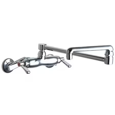 Chicago Faucet 445-Dj18abcp Double Joint Kitchen Faucet, Manual, 3" To 8-3/8"