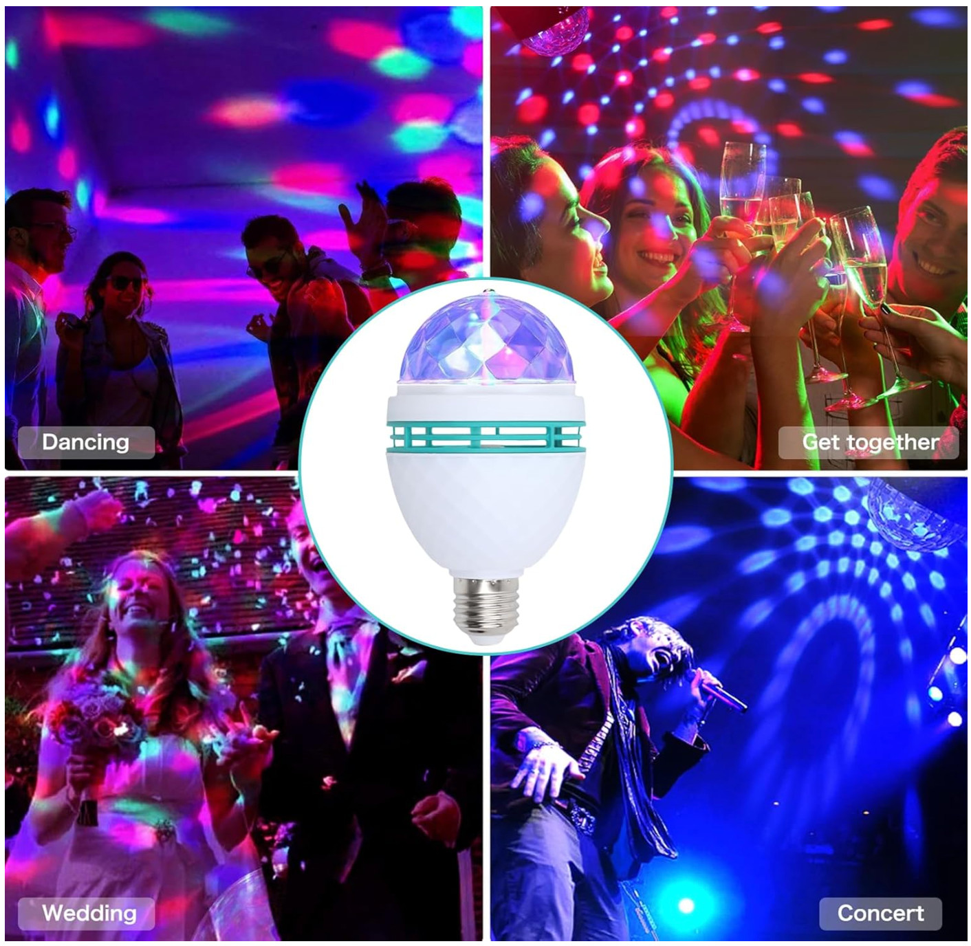 1/2/3/10 Pack Rotating RGB LED Bulb 3W E27 Stage Light Party Disco DJ Club Lamp