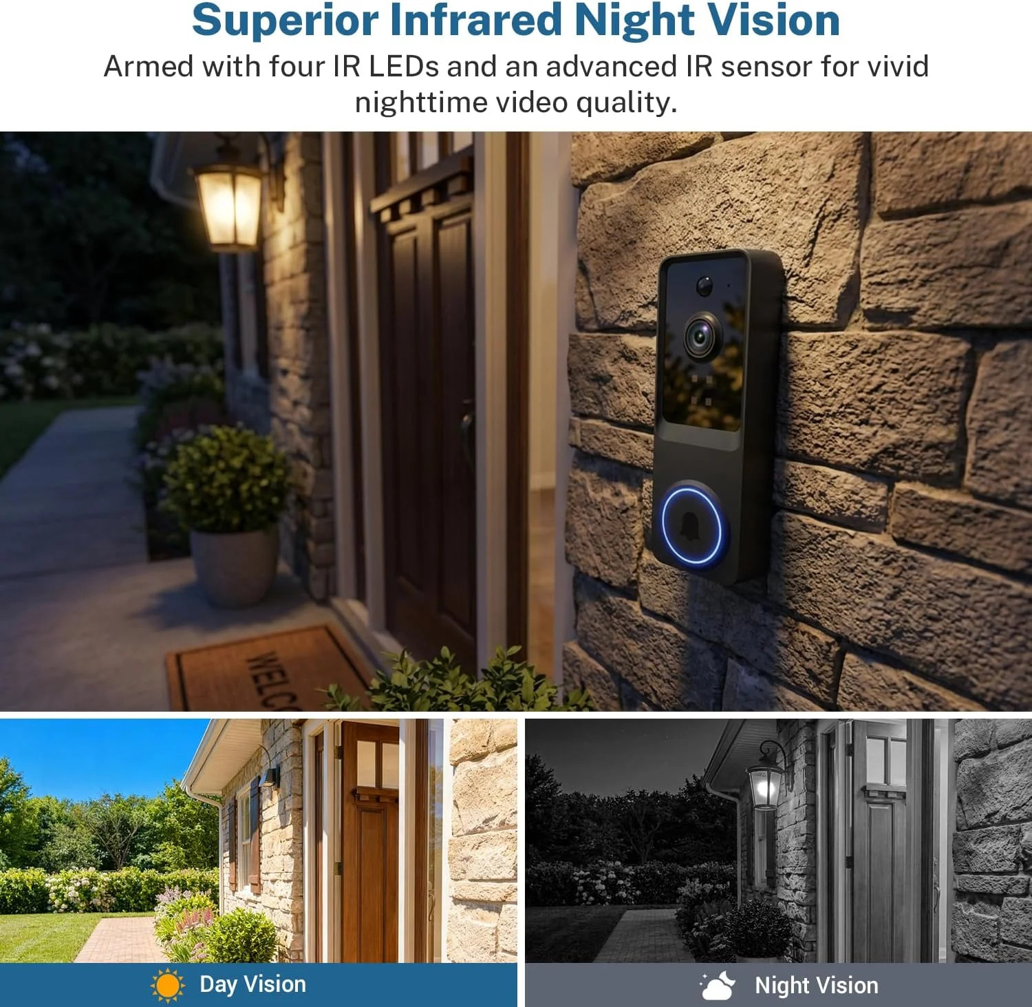 1080P Wireless Video Doorbell Camera Two Way Audio Night Vision WiFi Security Ca