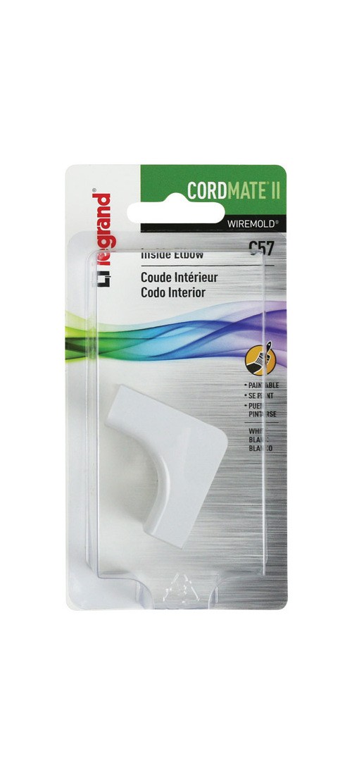 Wiremold C57 CordMate White 90 Deg Inside Elbow