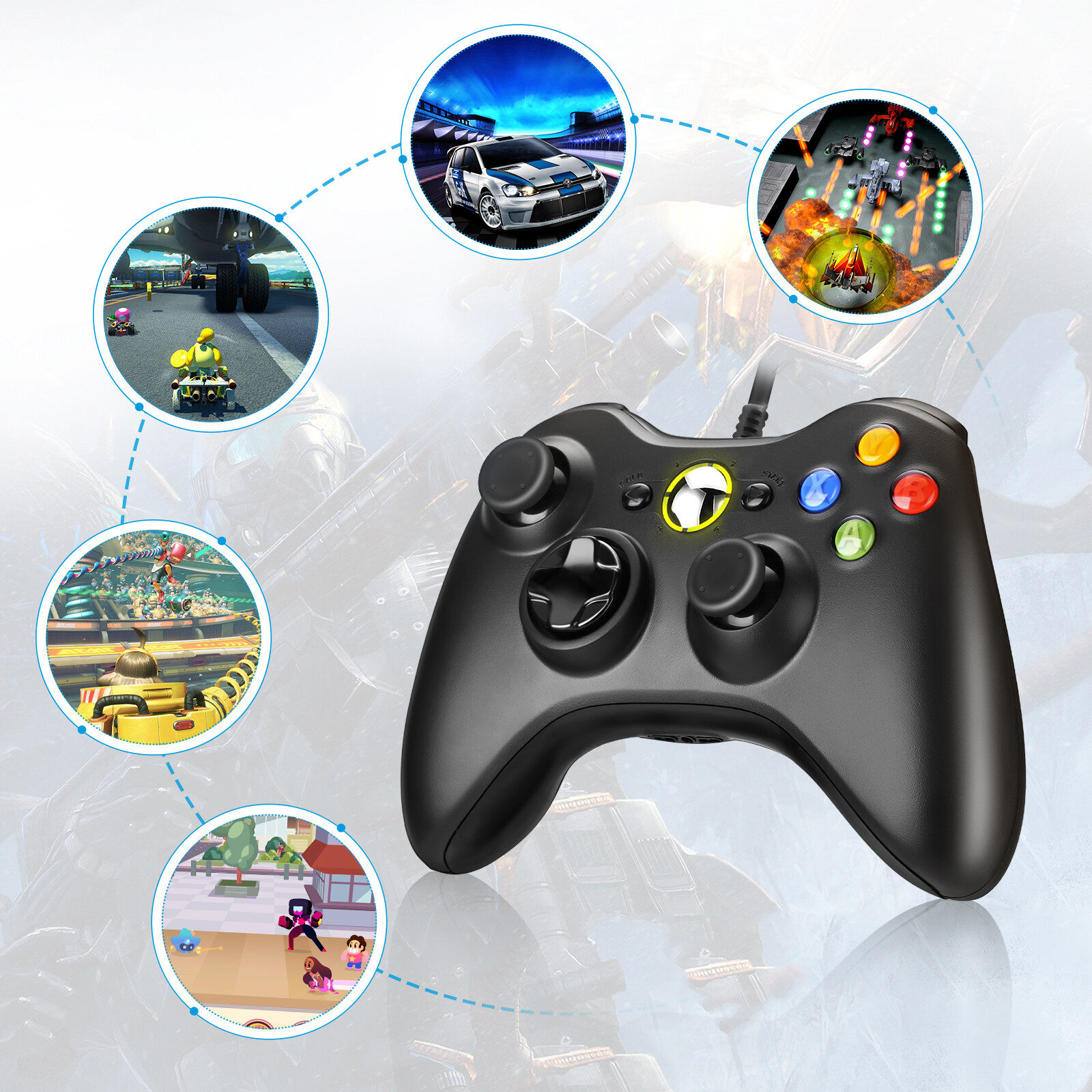 Wired Controller USB For PC Compatible With Xbox 360 / Windows 7 8 10 11 Gamepad