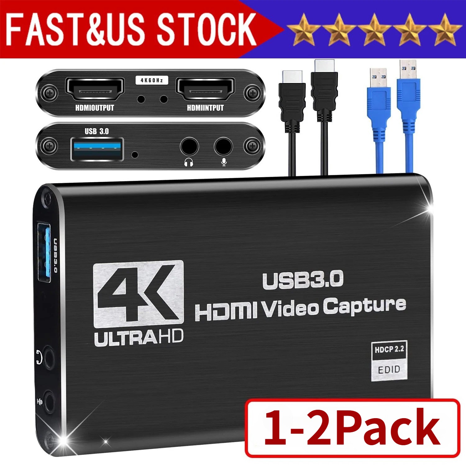 4K Audio Video Capture Card USB 3.0 HDMI Video Capture Device HD Recording Lot