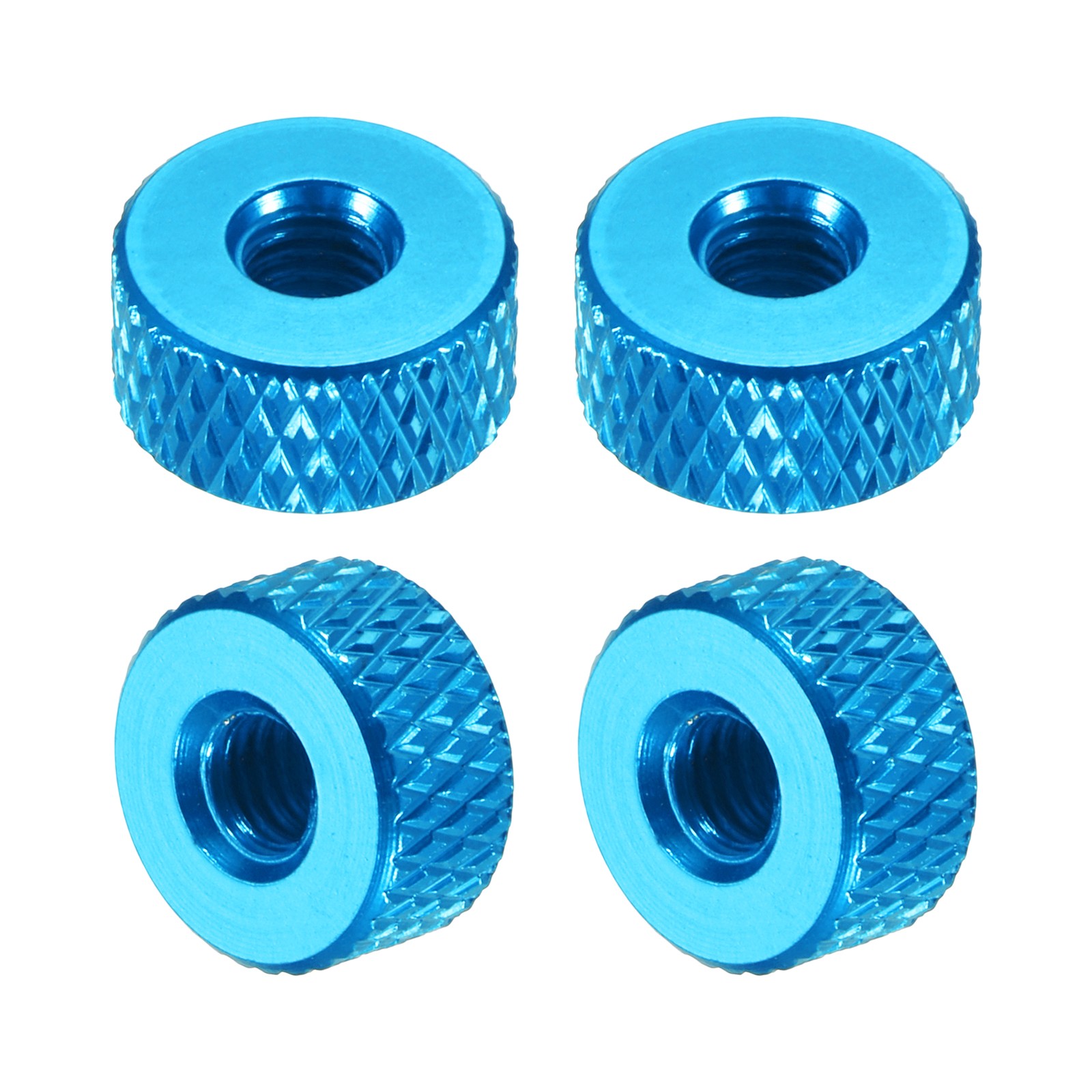 4Pcs M4x10mmx5mm Knurled Thumb Nuts, Sky Blue