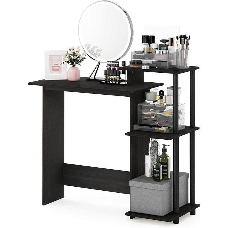 Sturdy Compact Writing Desk W/ CPU Storage Shelf & Elevated Printer Space New