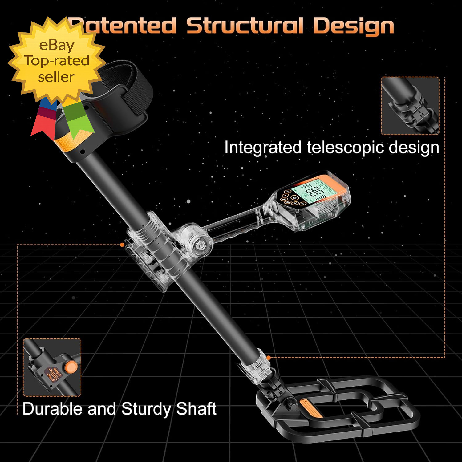 Foldable Rechargeable Metal Detector for Adults Waterproof Adjustable Includes