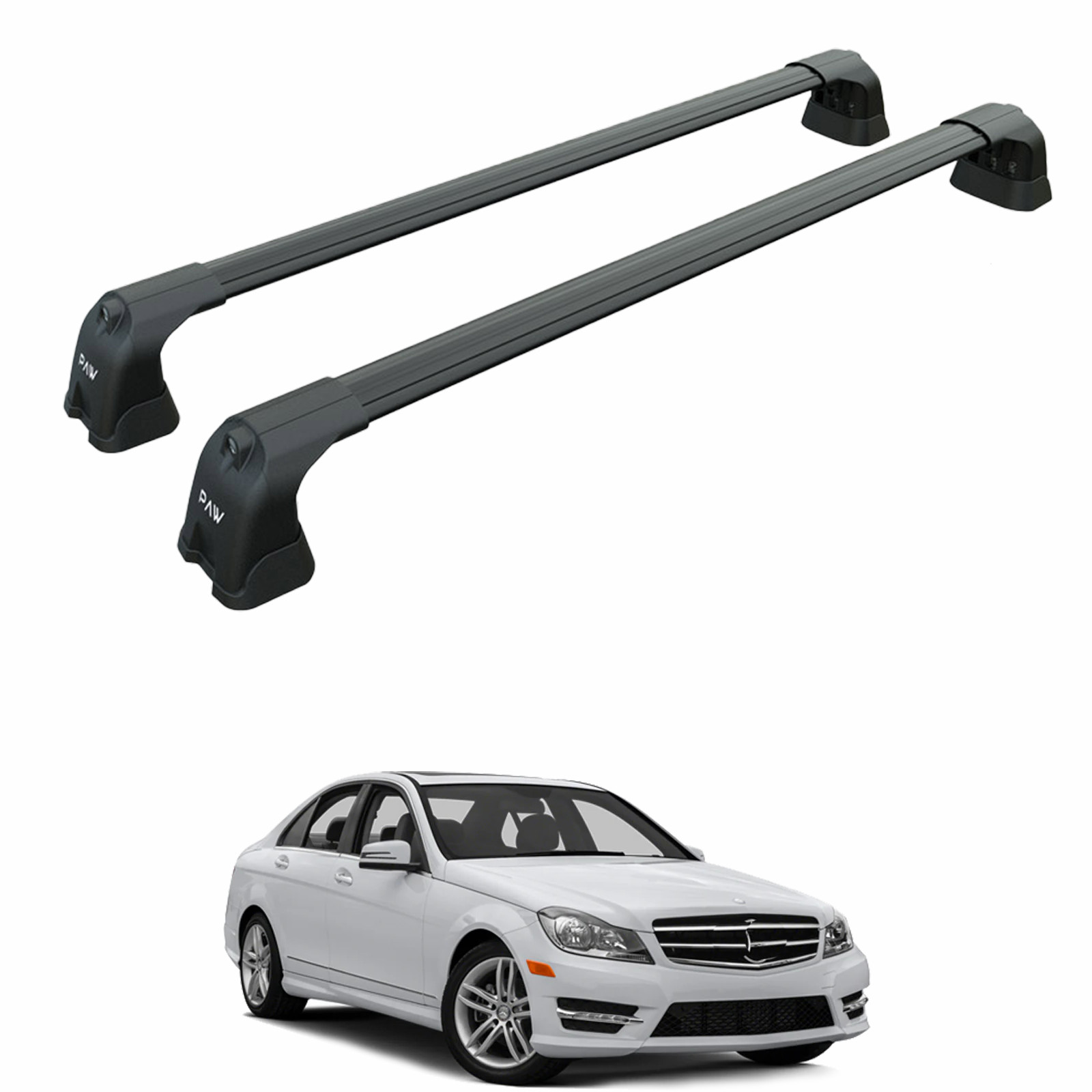 For Mercedes C Sedan W205 2014-2021 Roof Rack Cross Bars Fix Point Black