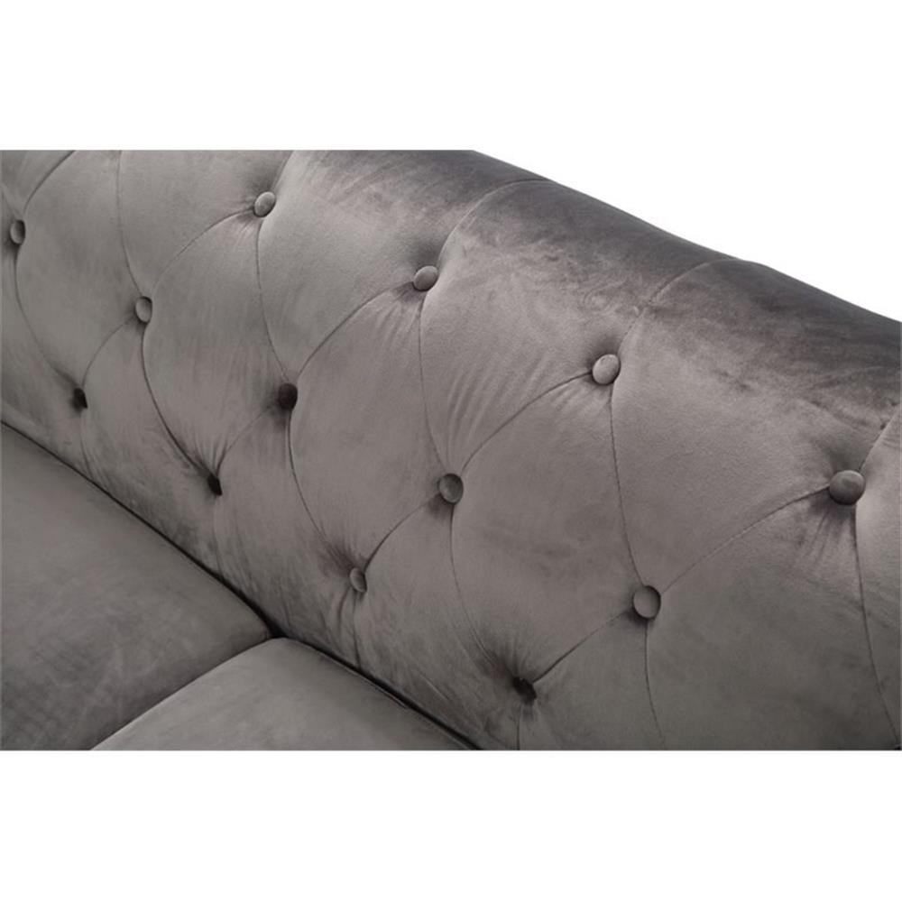 Glory Furniture Pompano Velvet Sofa in Dark Gray