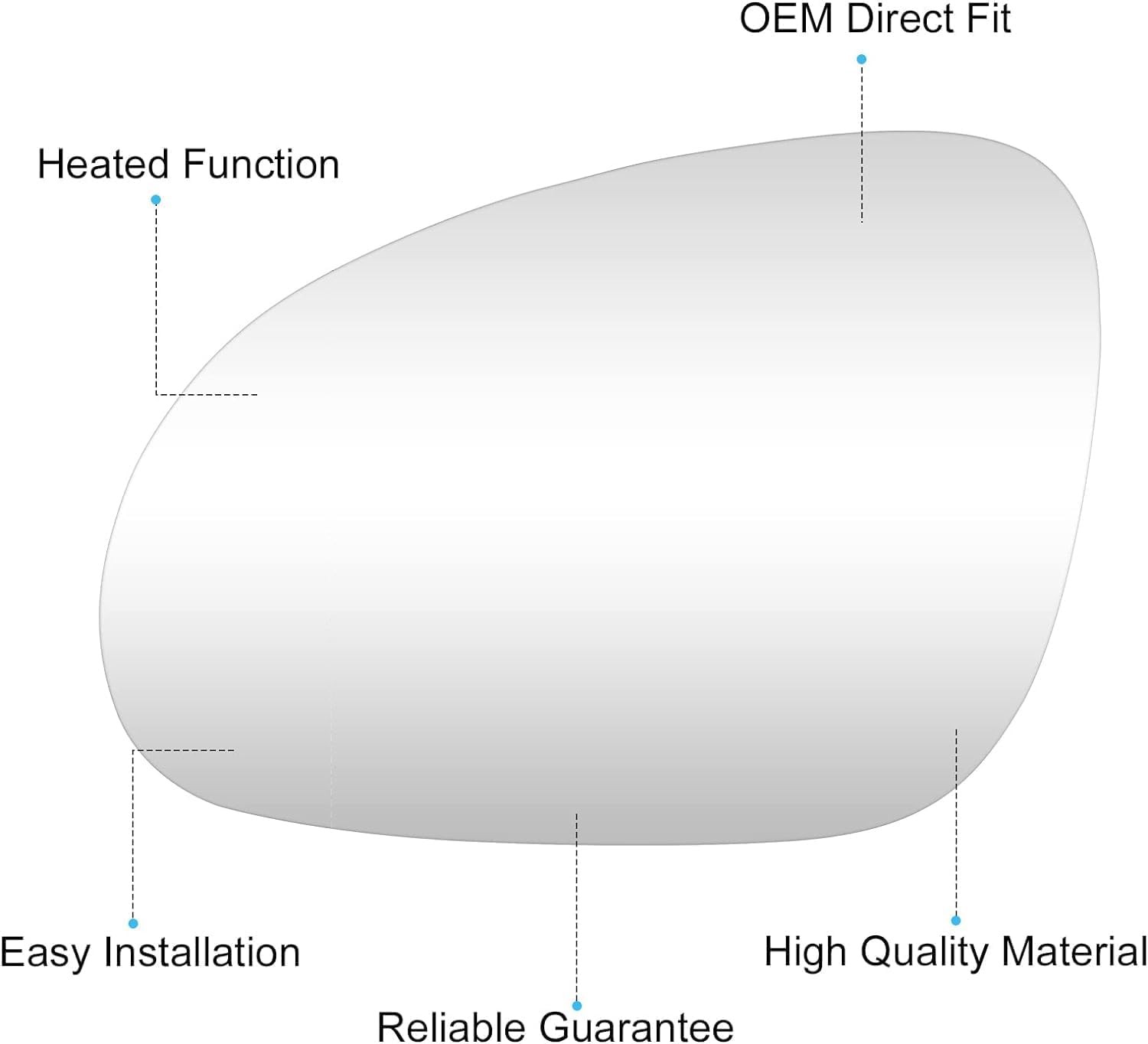 Driver Left Side Heated Convex Mirror Glass - Side View Replace for Fit for 2005