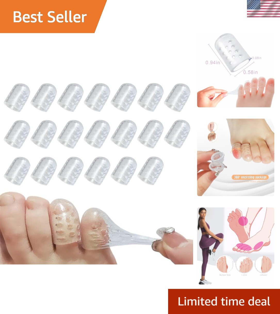 Silicone Toe Protectors Kit - Clear, Soft, Reusable