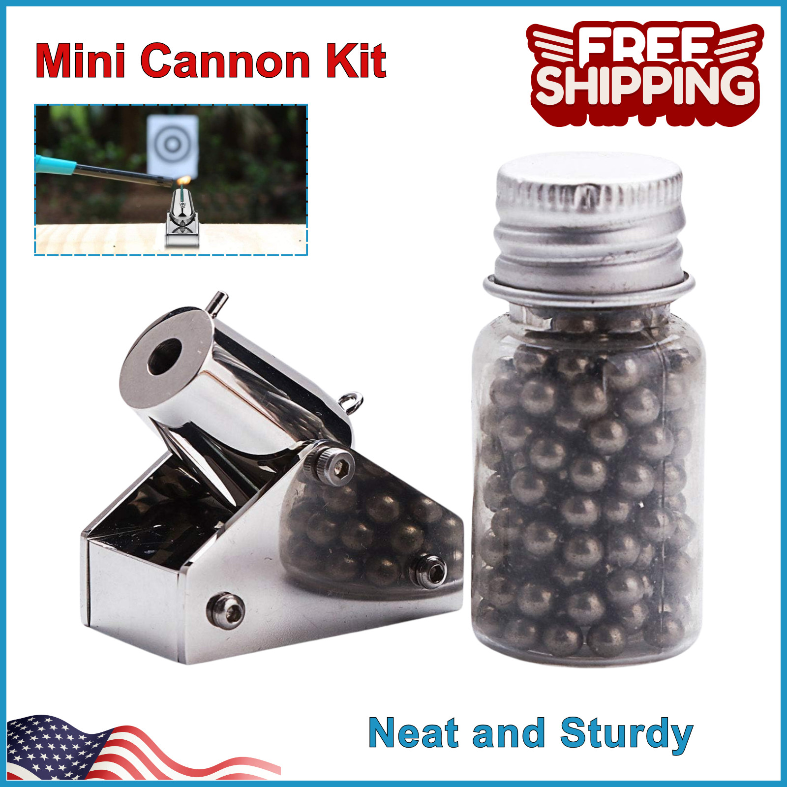 Mini Pocket Artillery Cannon Military Model Kit Metal Big Gun with Pellet, Small
