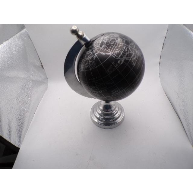 Decorative Desktop Globe World Map Stand Silver Base Vintage Style