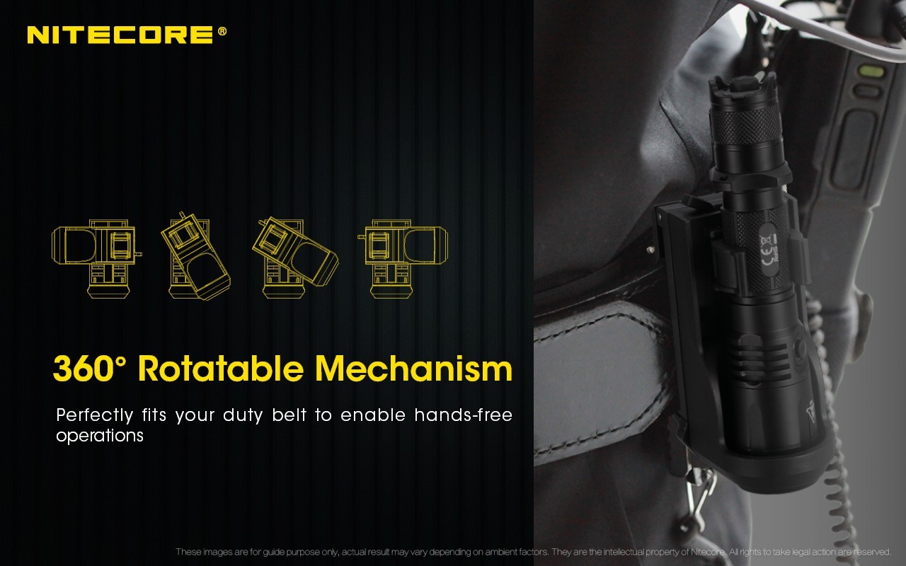 NITECORE NTH25 Rotary Flashlight Holster W/ Adjustable Belt Clip for Flashlights