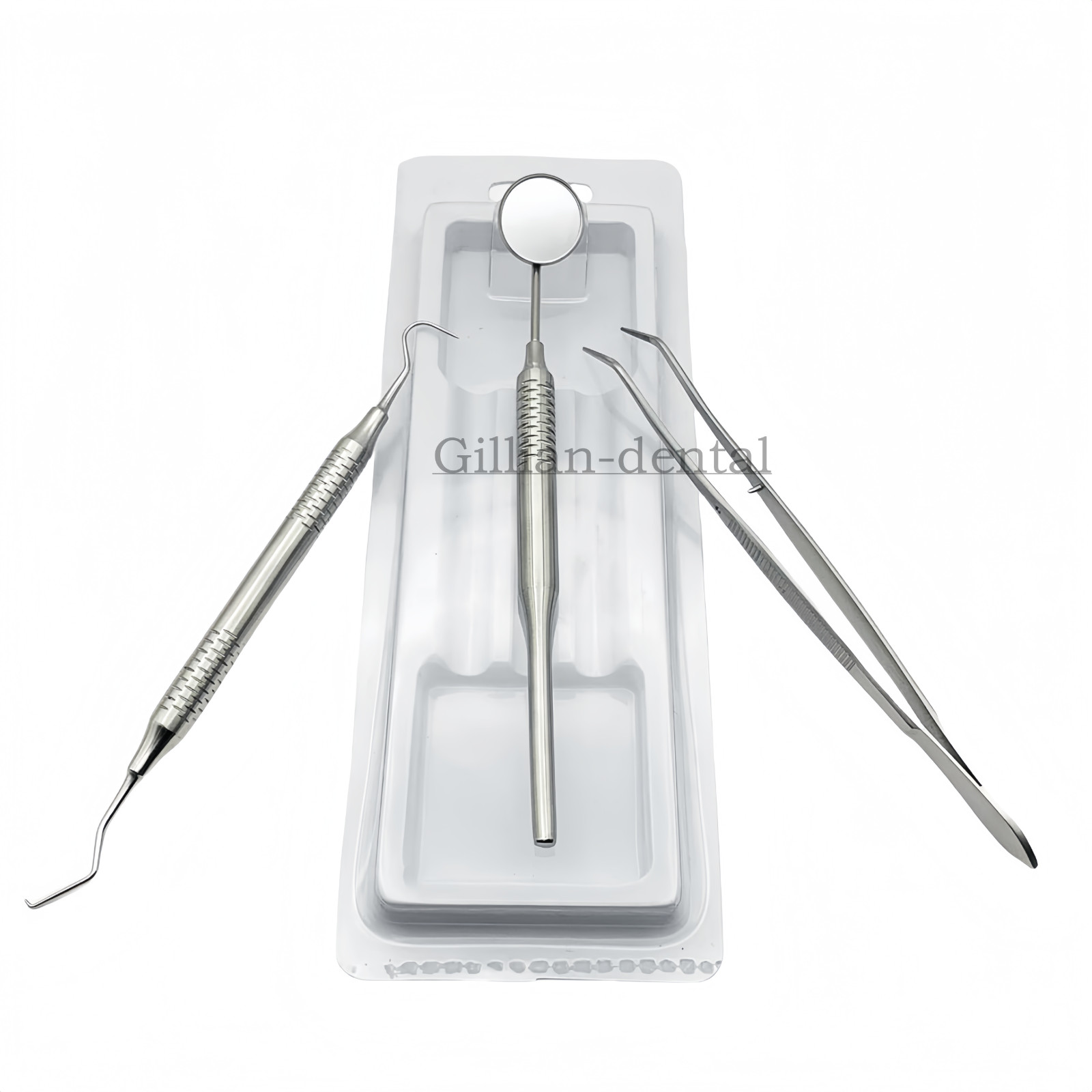3pcs Dental Basic Instruments Set Tweezer Explorer Mirror Plier Stainless Steel