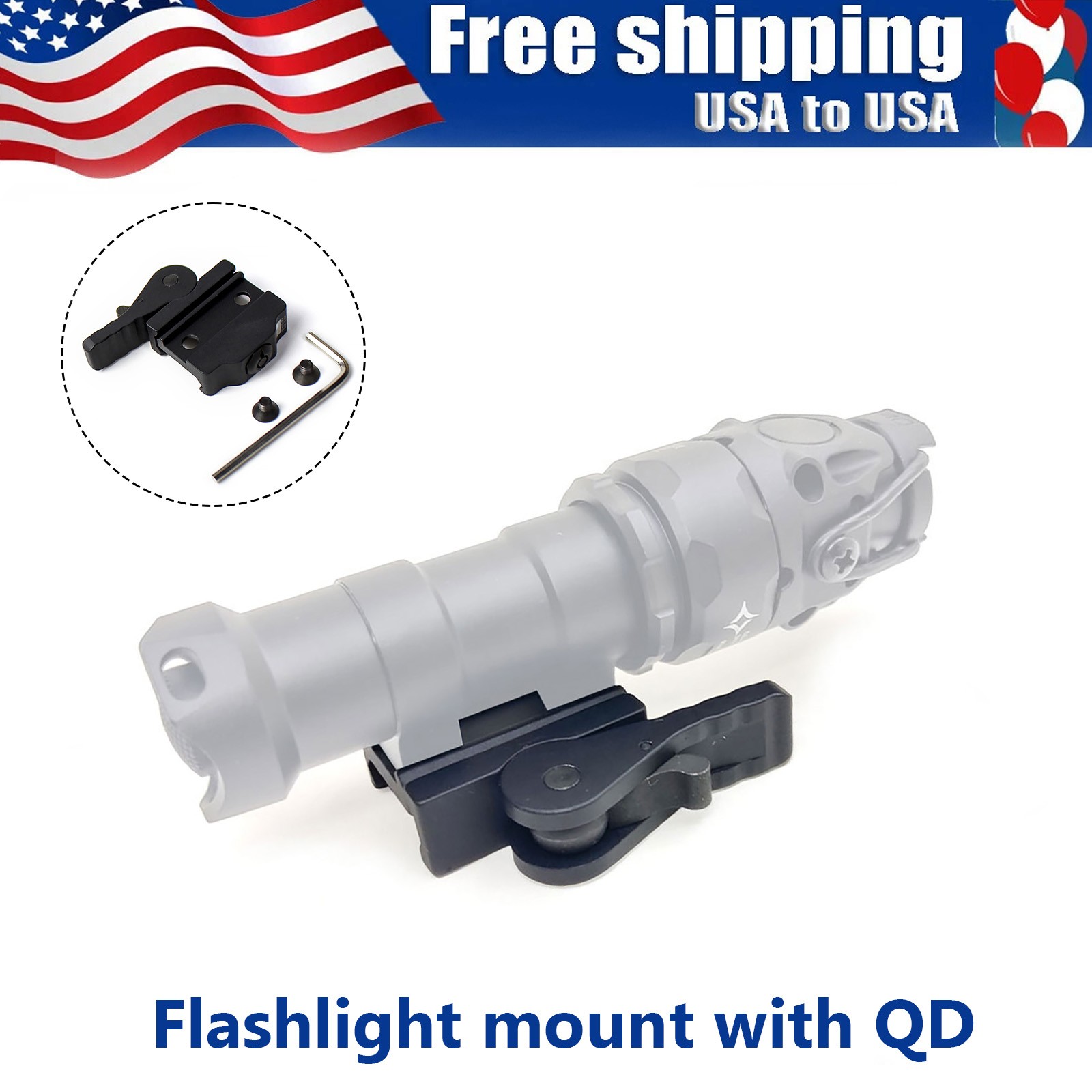 Quick Release Flashlight Mount with QD For M300 M600 For 20mm Picatinny Rail US
