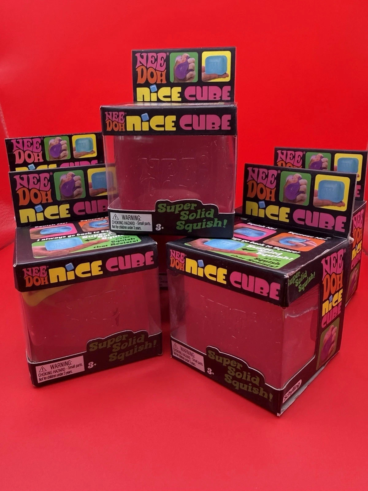 3  Nee Doh Nice Cube - Super Solid Squish! (pink ) - Brand New/Factory Sealed