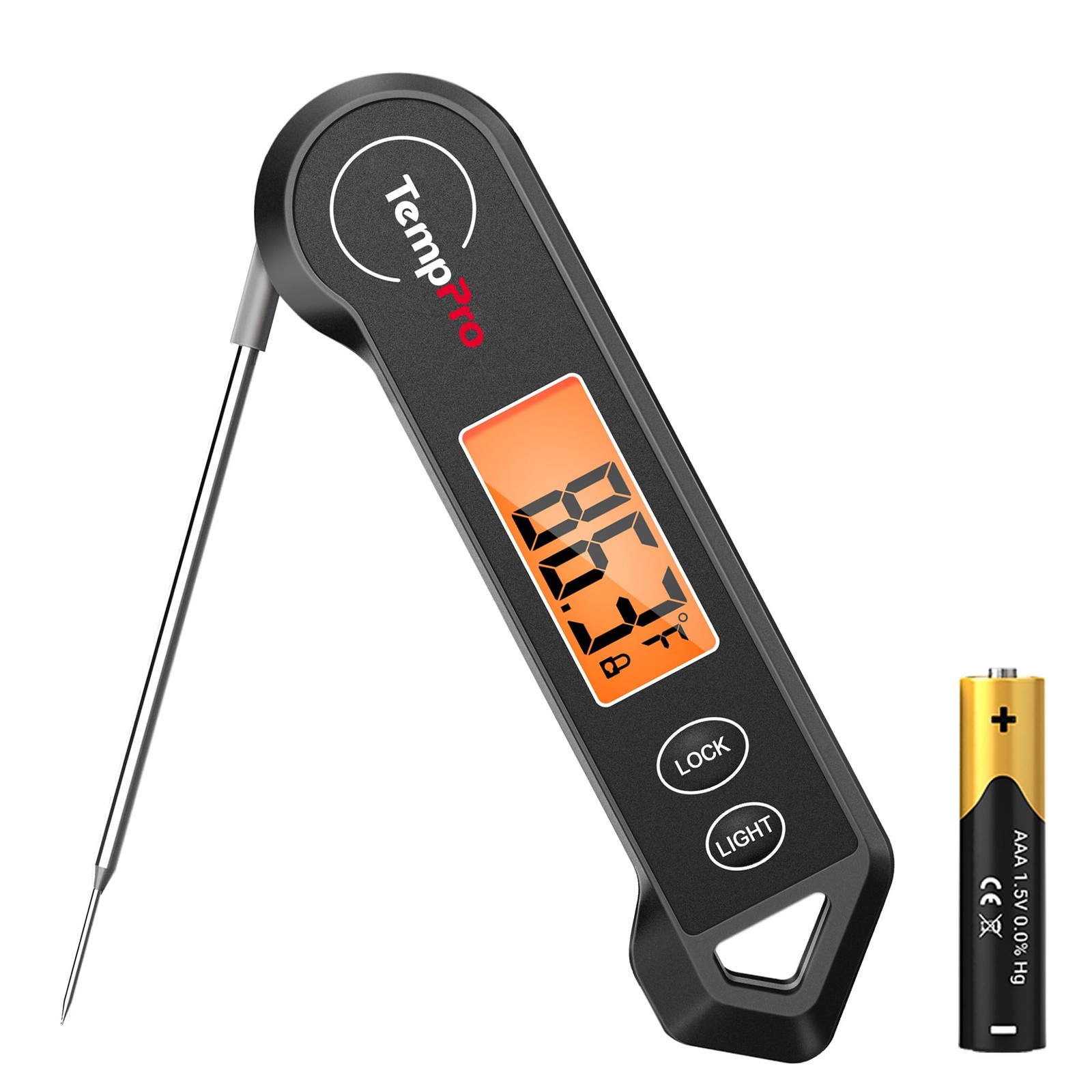 TempPro TP19H Waterproof Digital Meat Thermometer with Pitch-black