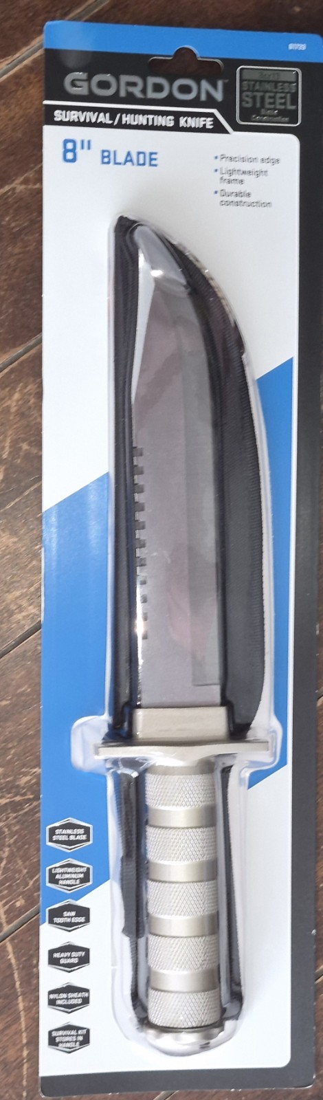 Gordon 8" Blade Survival/Hunting Knife w/Nylon Sheath & Lightweight Frame #61733