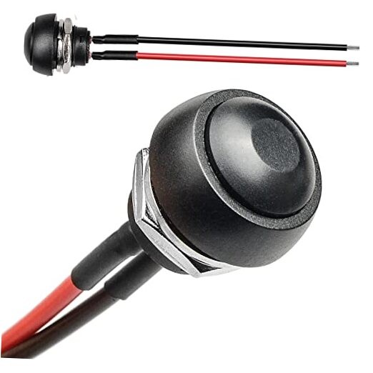 1/2"(12mm) Pre-Wired Mounting Hole On/Off Mini Round Waterproof Black