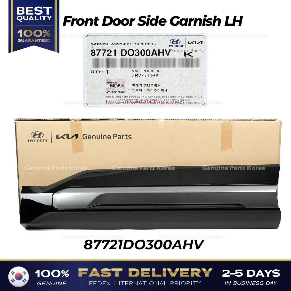 ⭐Genuine⭐ Front Door Side Garnish LH 87721DO300AHV for Kia EV9 GT