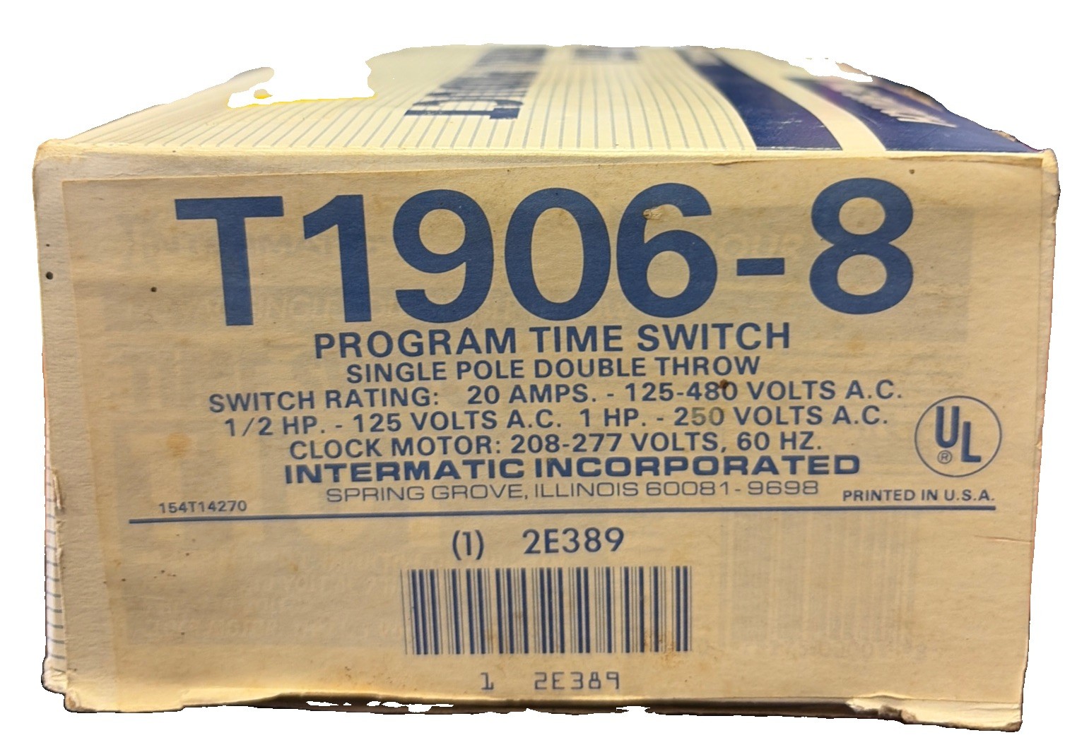 Intermatic T1906-8 SPDT 24 Hour 125-480 Volts Program 20 Amps Time Switch
