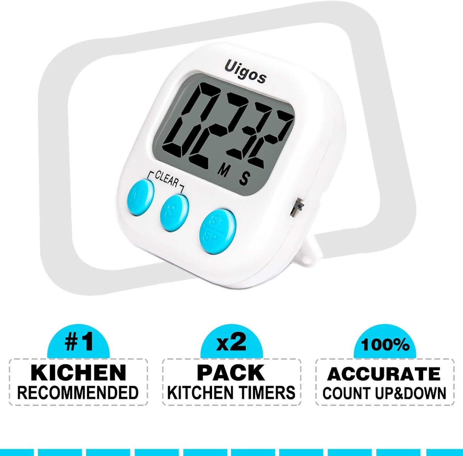 2 Pack Digital Kitchen Timer II 2.0, Big Digits, Loud Alarm, Magnetic Backing...