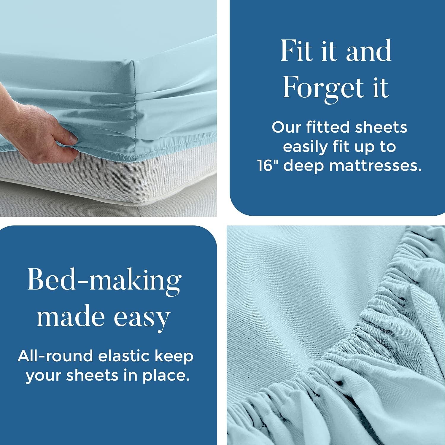 Jersey Fitted Bed Sheets 100% cotton 4pc Full Size