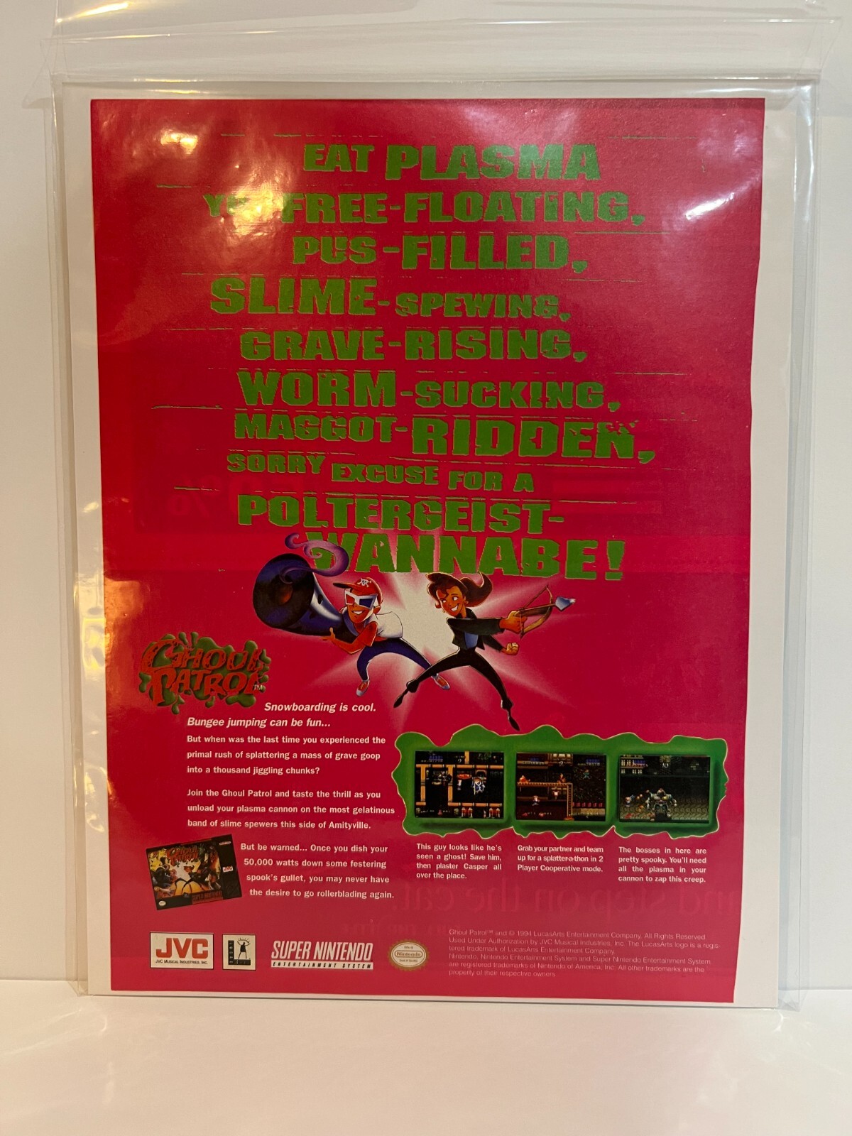 Ghoul Patrol - Promotional Magazine Ad - Super Nintendo - SNES - JVC - Lucas Art