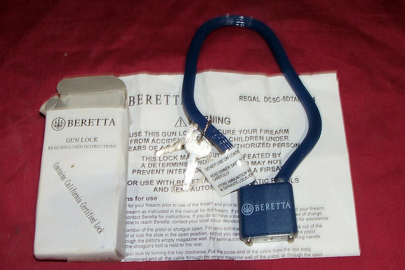 Shotgun Rifle Automatic Pistol Gun Cable Lock Beretta California Cert Semi Auto