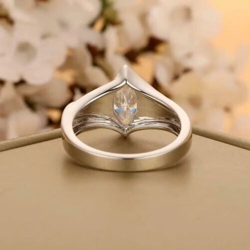 White Diamond 2.60 Ct Marquise Cut Lab-Created Wedding Ring 925 Sterling Silver