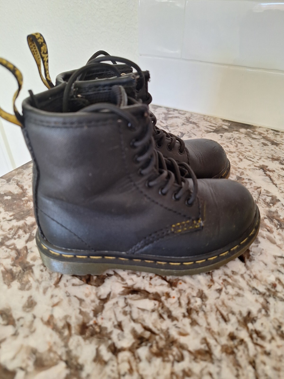 Kids Doc Martens Size 8 Black Combat Boots Side Zip