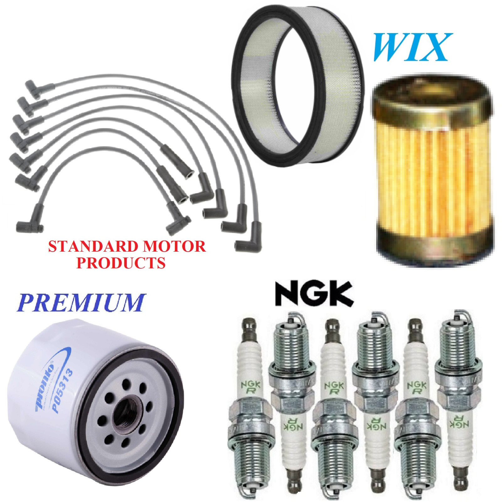 Tune Up Kit Air Oil Fuel Filters Wire Plugs For GMC G25 L6 4.8L; W/ High 1975