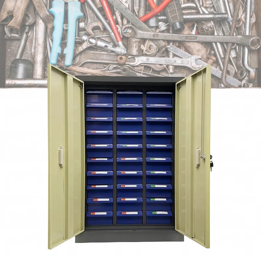 Metal Parts Storage Cabinet with Door 30 Large Drawers Storage Compartment