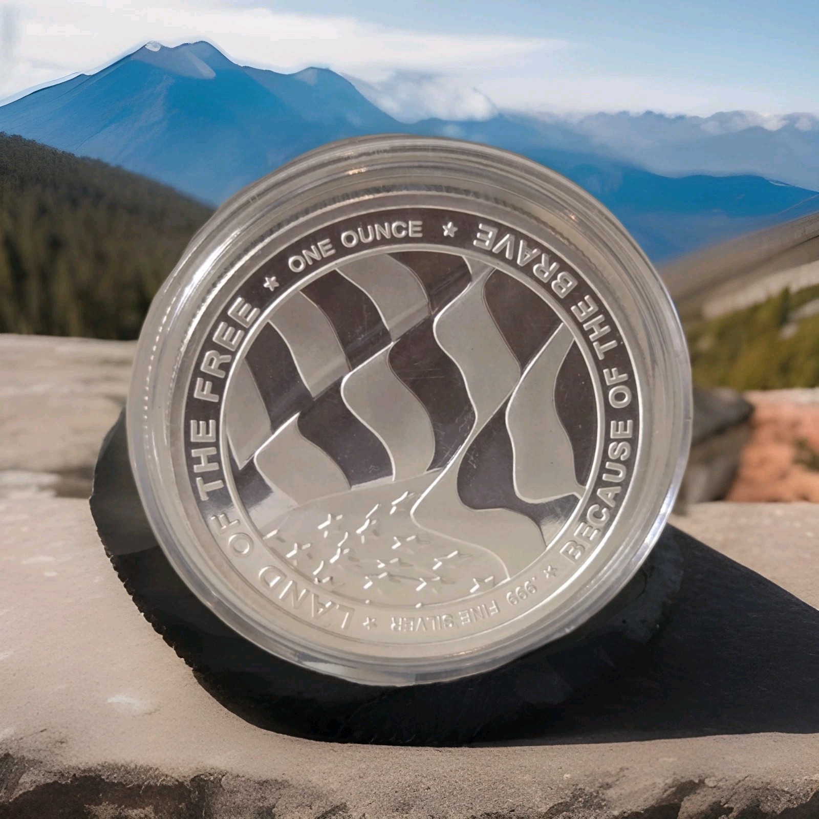 1 OZ Silver U.S. Navy Round Land Of The Free Because of the Brave 1 oz .999