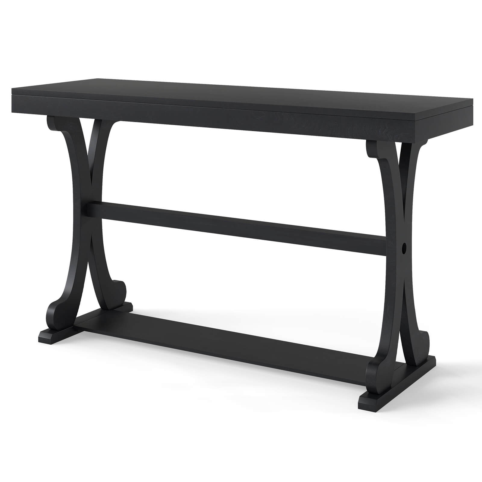 Narrow Console Table Vintage Accent Sofa Table with Open Storage Shelf Black