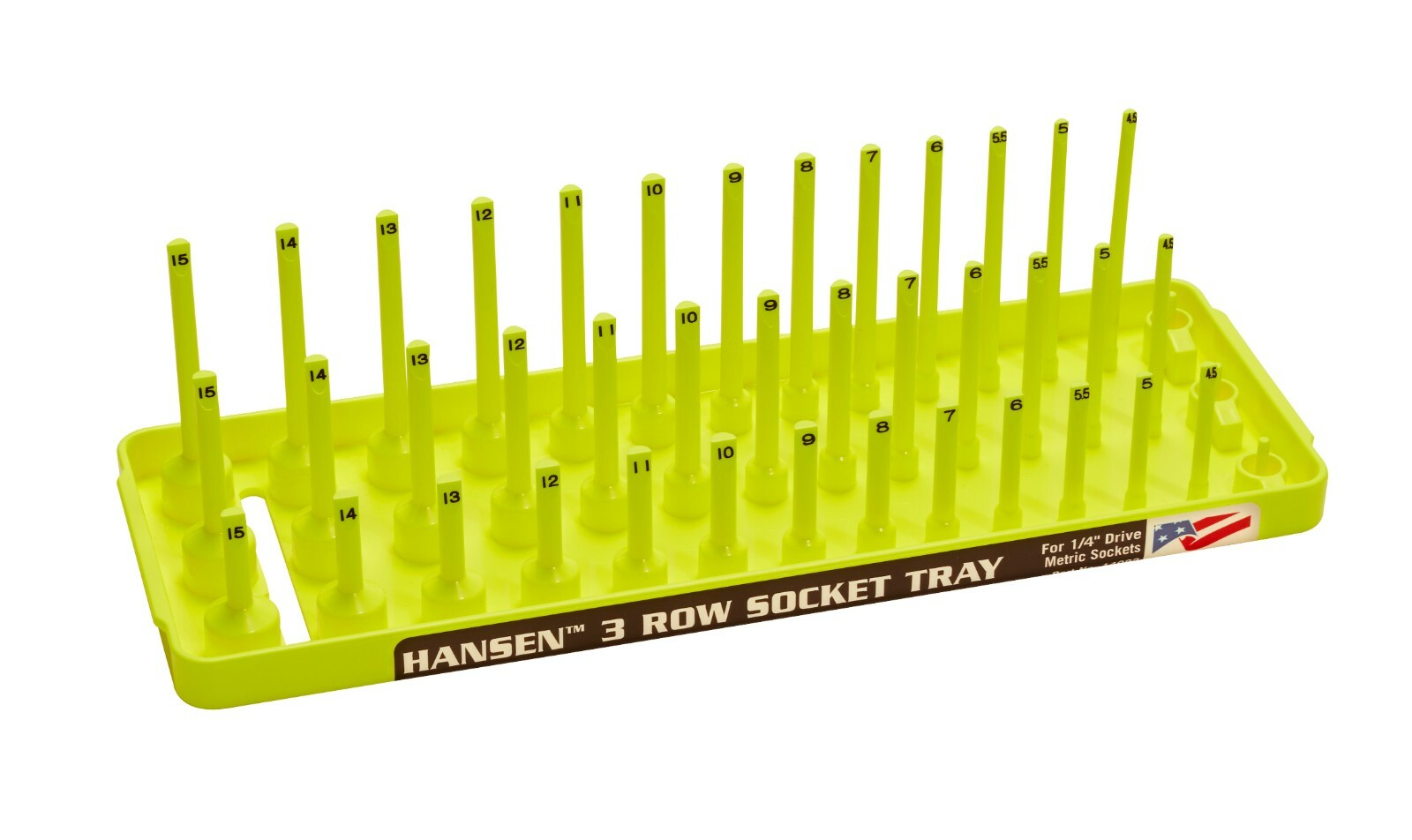 Hansen Global 14083 Metric Socket Organizer 1/4 Drive 3-Rail New USA