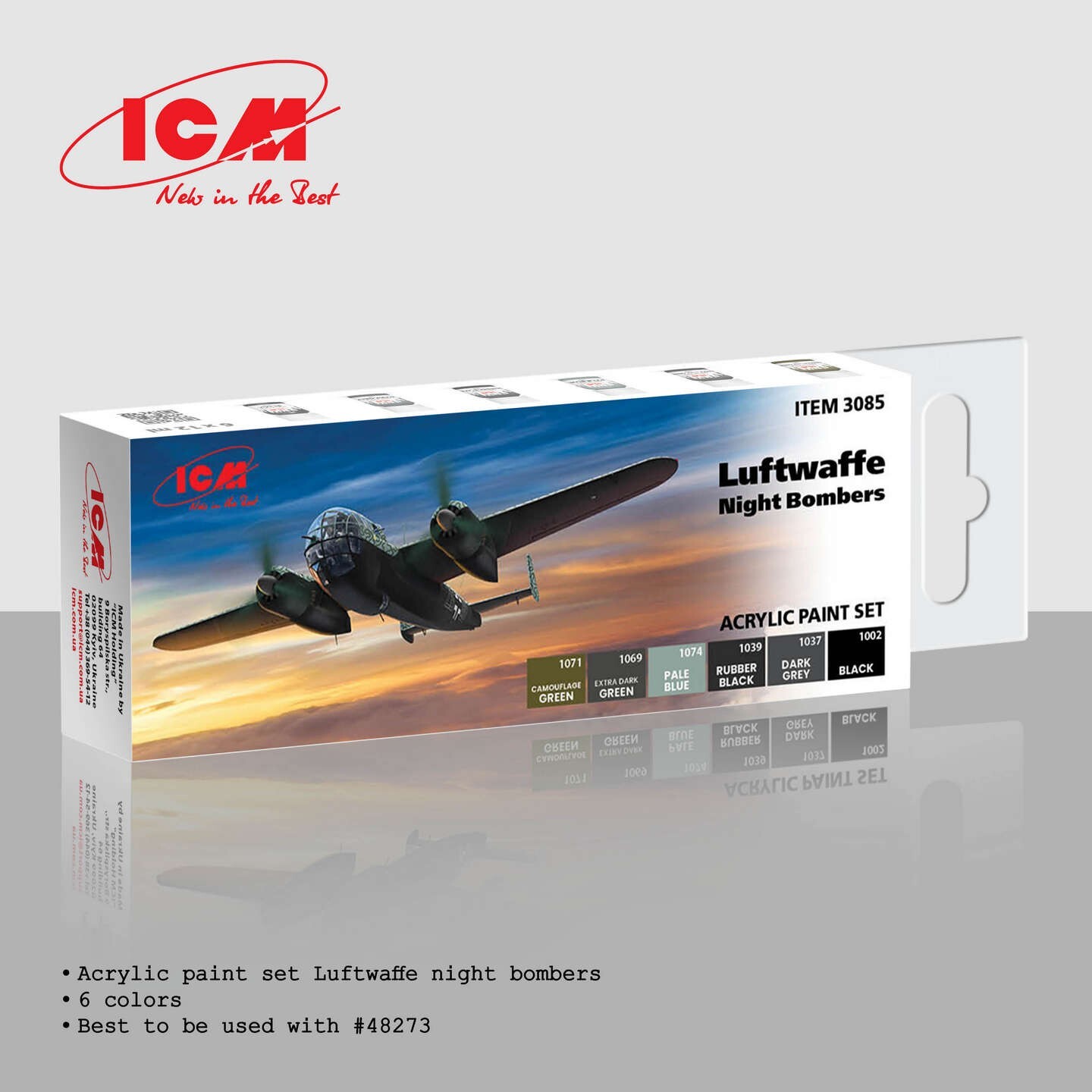 ICM 3085 – Acrylic paint set for Luftwaffe night bombers