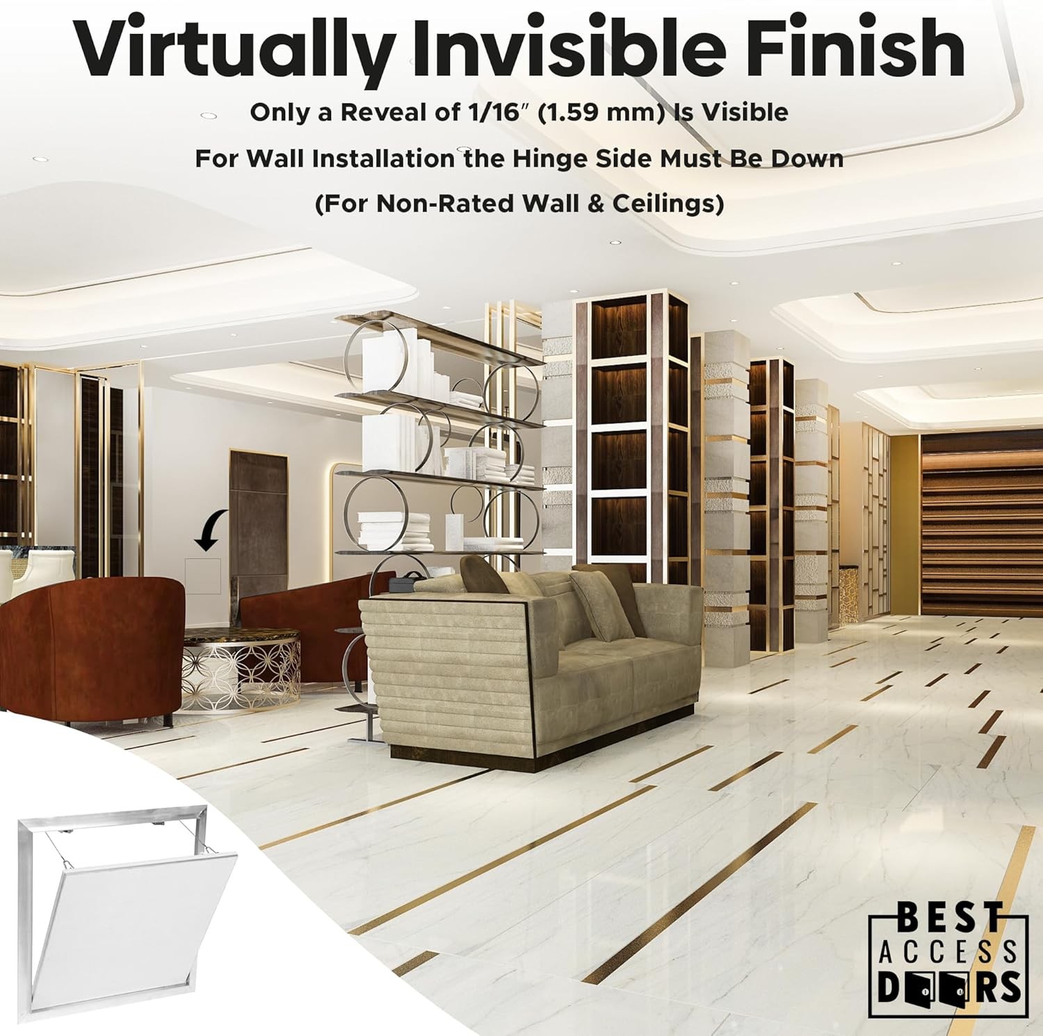 16x16 BA-IVH Invisa Hatch Drywall Inlay Access Panel 5/8" #R015