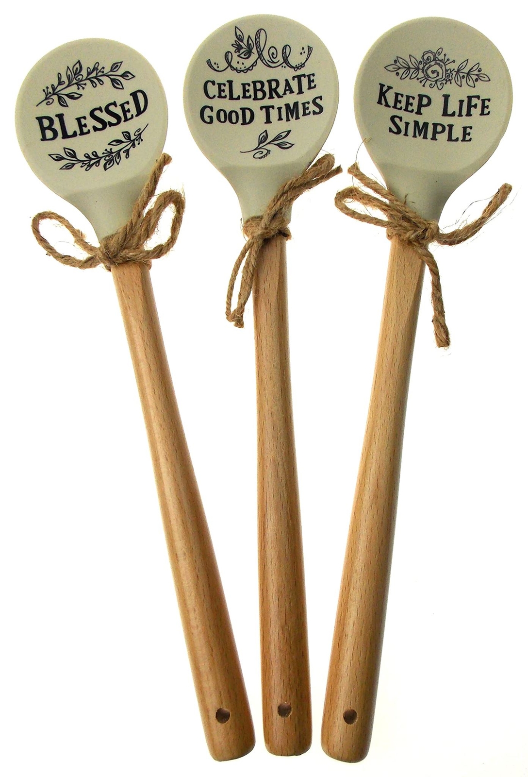 Kitchen Spoon Keep Life Simple Celebrate Good Times Blessed Wood Silicone Gift