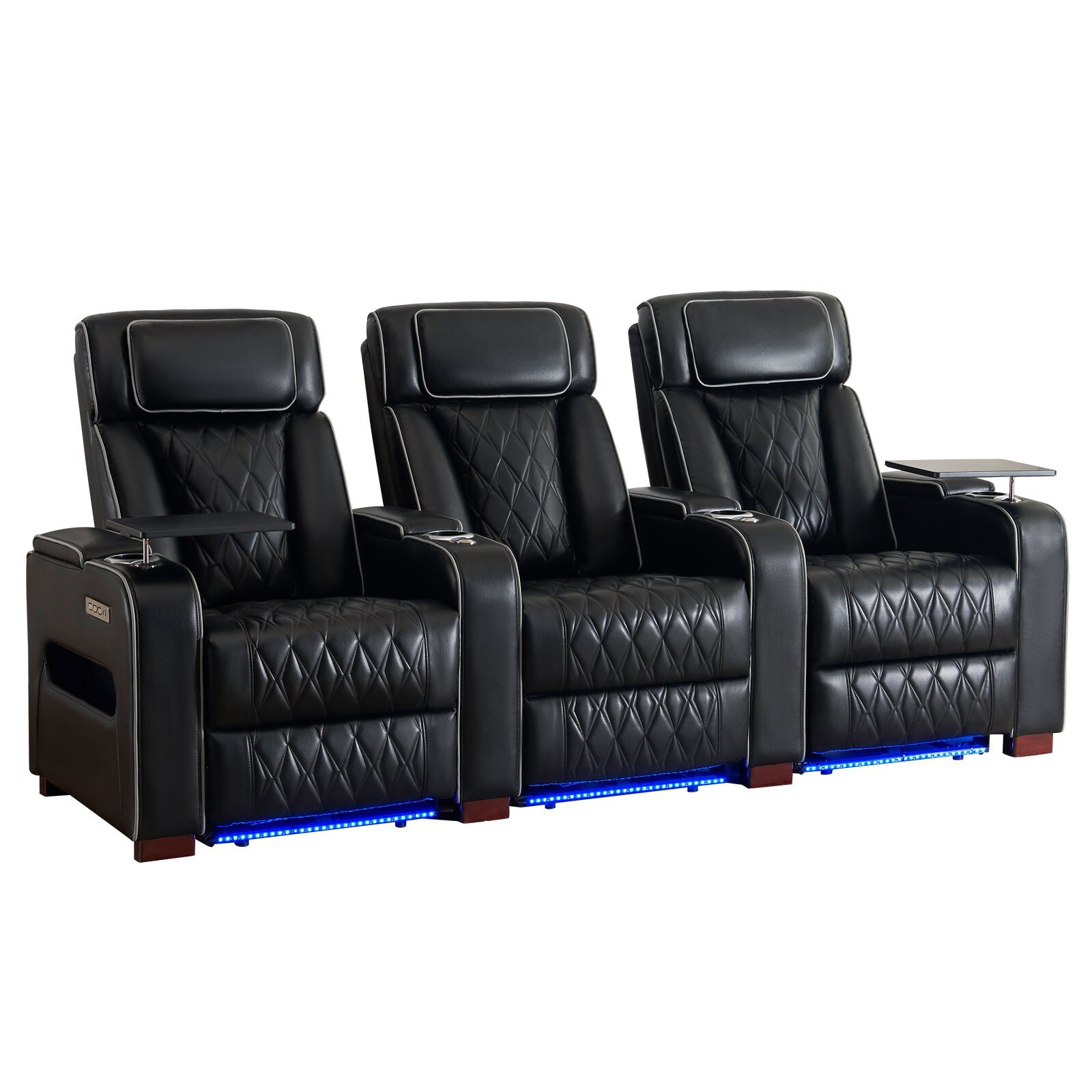 Home Theater Seating Power Recline Sofa With Powered Headrests, Table