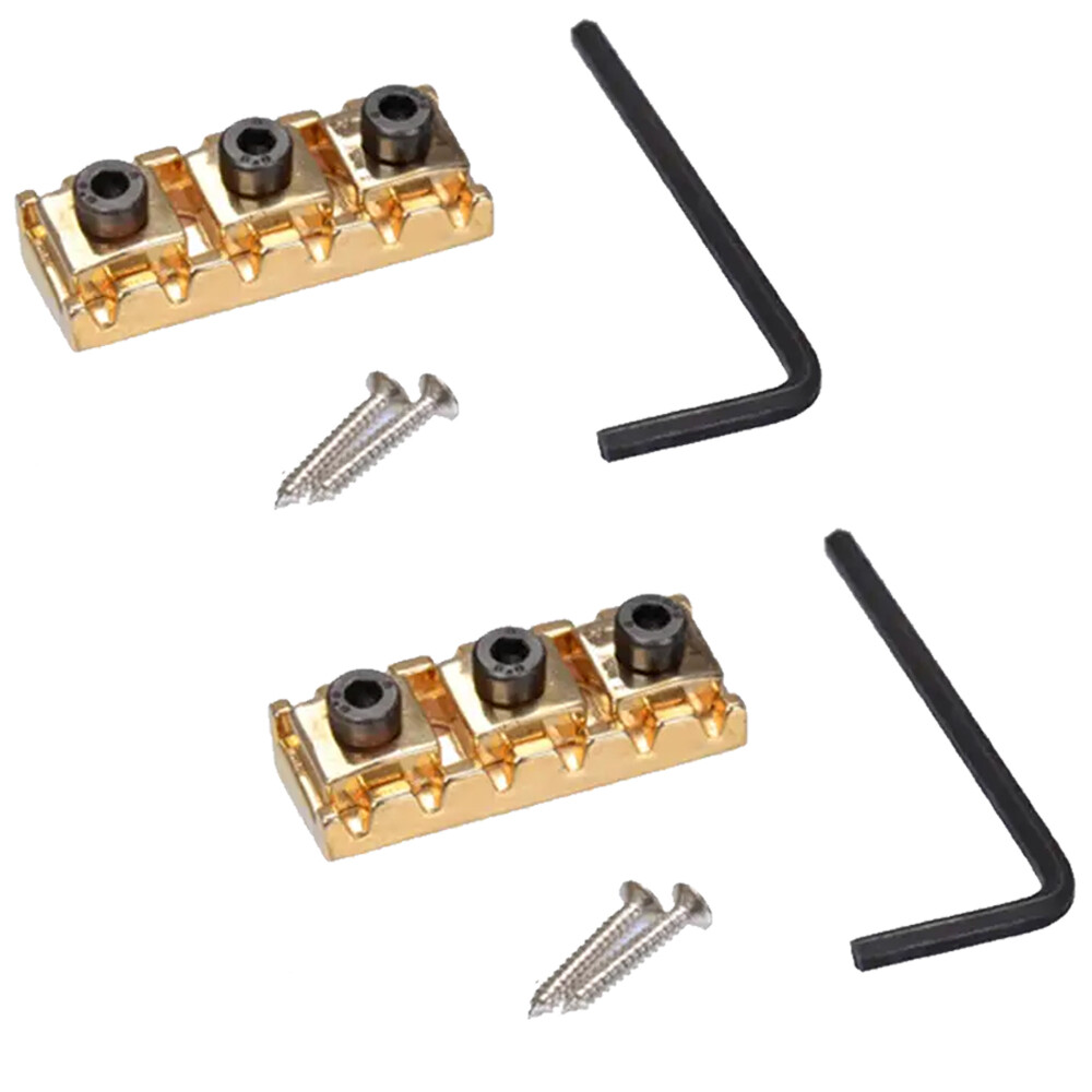 2 Sets Guitar Locking Nut String Lock For Floyd Rose Tremolo Bridge Gold 43mm US