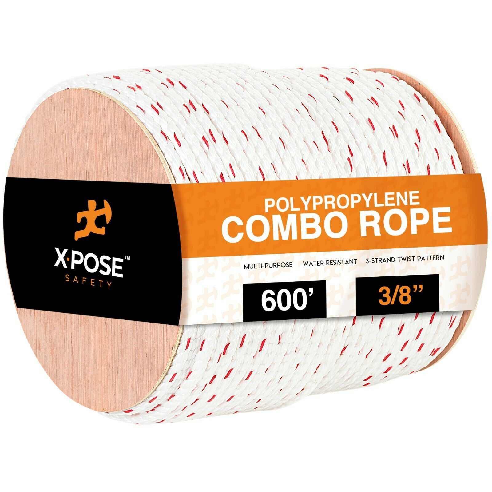Poly Combo 3 Strand Safety Rope - 3/8" - UV Coated Polypropylene Rope