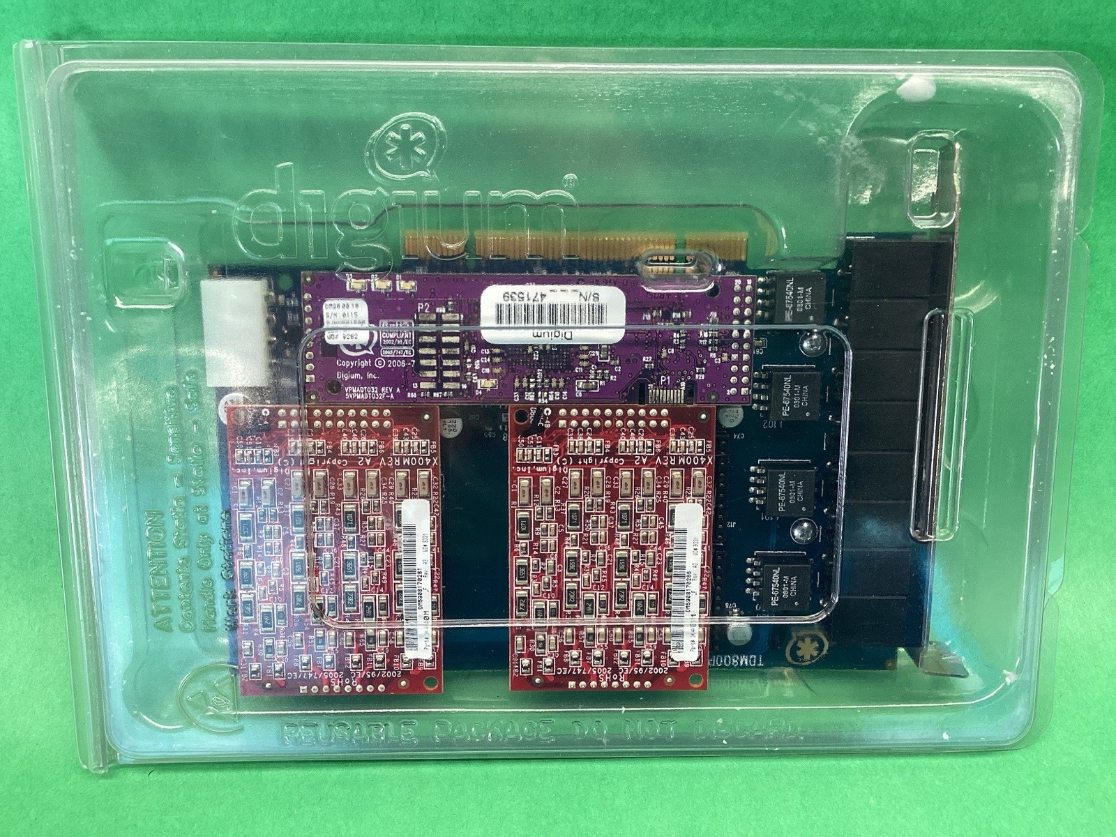 Digium Wildcard Analog Telephony PCI Card TDM800P + X400M + VPMADT032 - UNTESTED