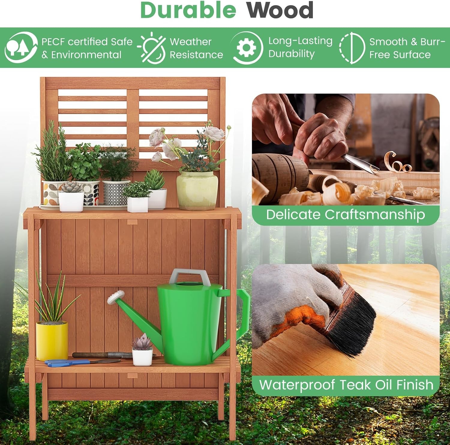 Garden Potting Bench Table Folding Potting Bench Outdoor Workstation