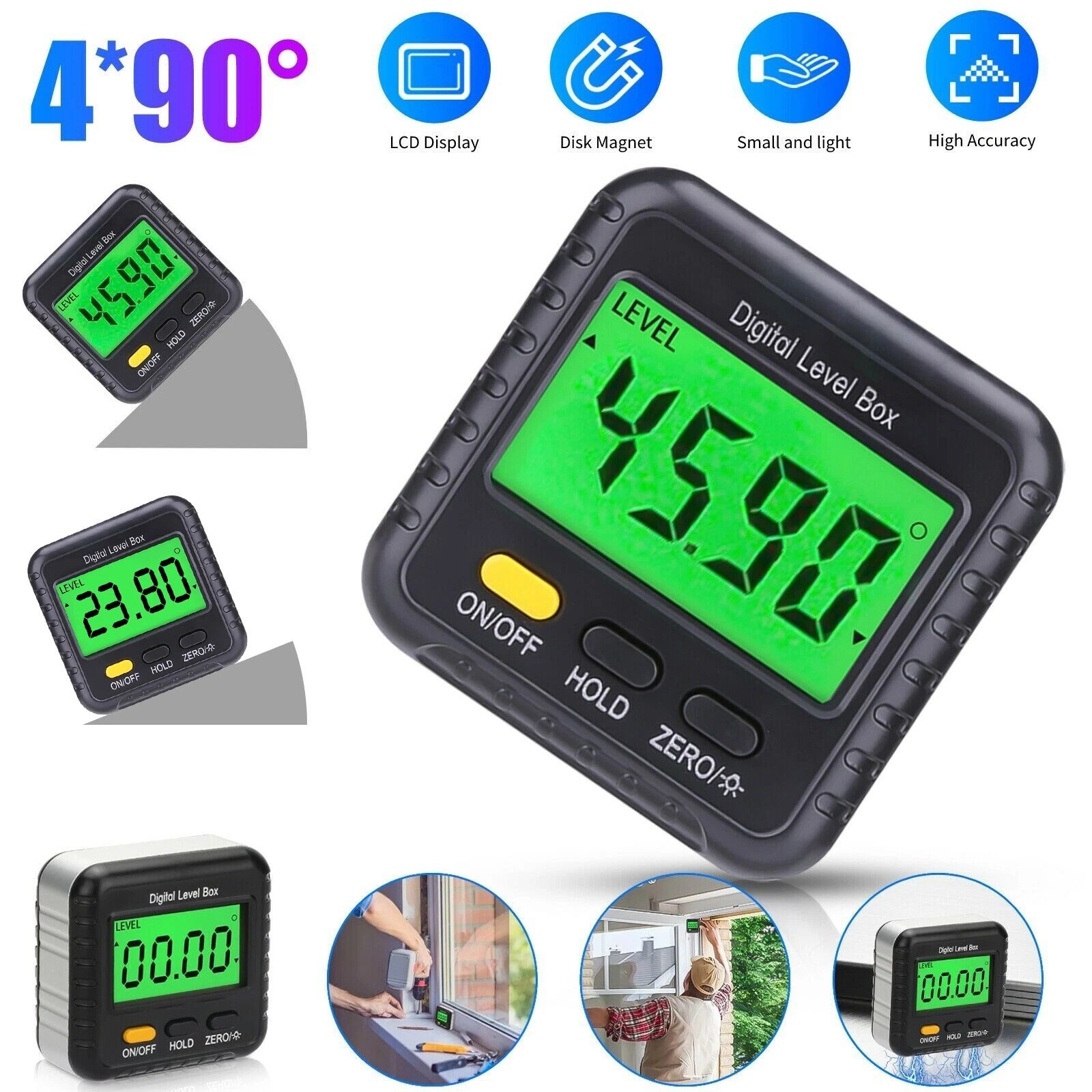 360° Magnetic Digital Level LCD Angle Finder Protractor Inclinometer Bevel Gauge