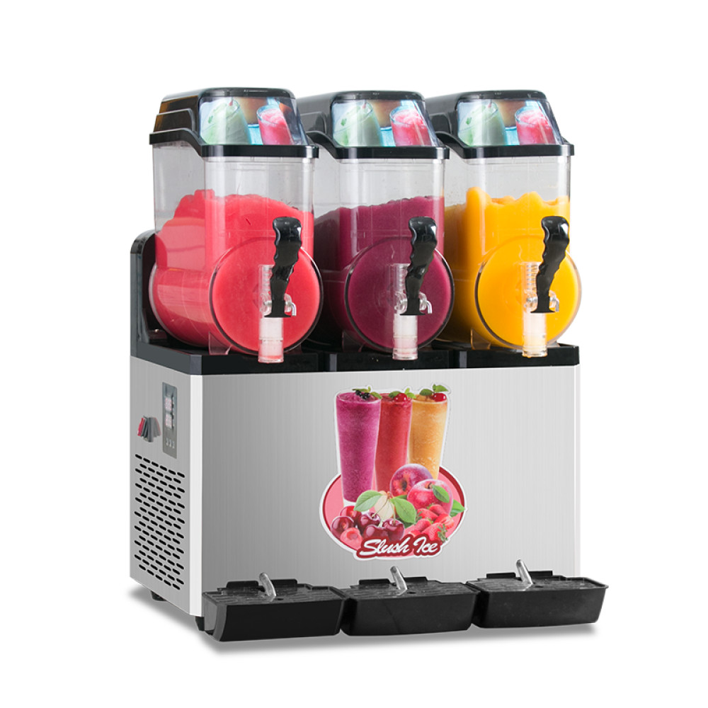 110V Commercial Slushy Machine 45L 3 Tank 1100W Stainless Steel Margarita