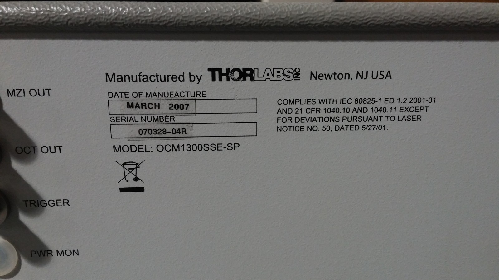 THORLABS OCM1300SSE-SP Swept Source Engine