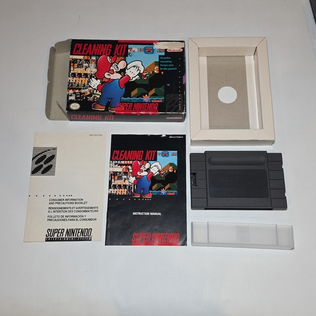 Nintendo SNES System Cleaning Kit Cartridge And Box Mario
